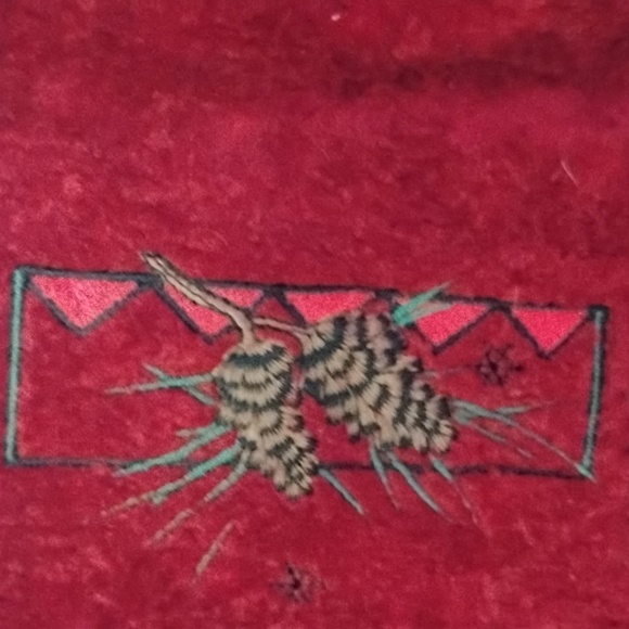 Vintage Artisans Women's Red Holiday Pinecone Sweater Jacket with Black Trim - Picture 11 of 13